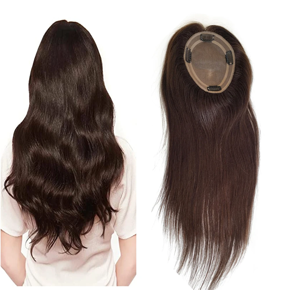 Hot Selling 100% Cuticle Russian Remy Straight Human Hair 130% Density Women Mono Topper Hair Natural Raw Human Hair Extensions