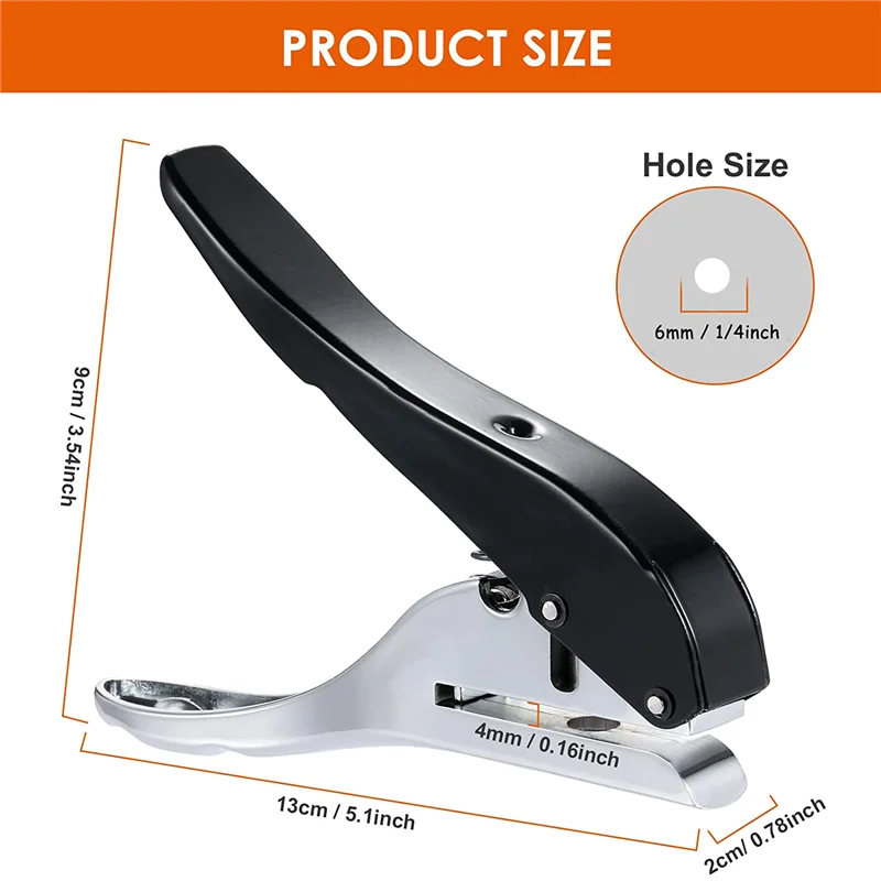 Hole Punch 1/4 Inch-6mm Single Hole Hole Punch, Heavy Duty Hole Punch Single, Portable Handheld Long Hole Hole Punch