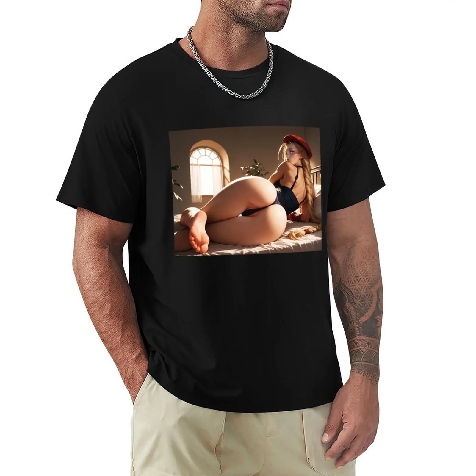 

Street Fighter Cammy on Bed T-Shirt korean fashion blacks t shirt men 100℅ cotton