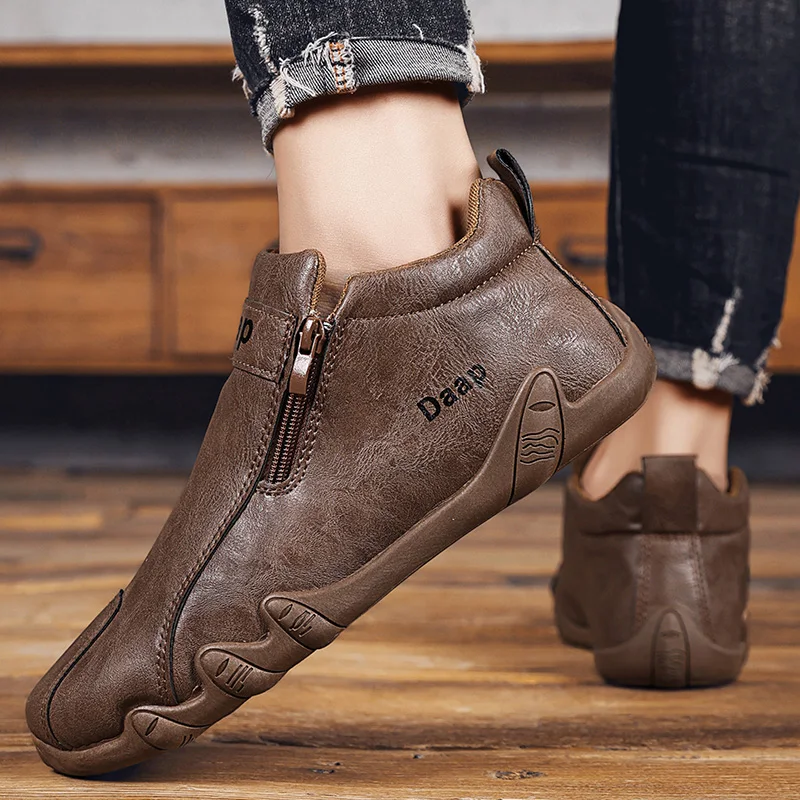 Luxury Men's Casual Shoes Designer Leather Shoes Soft Soles Comfort Sneakers Outdoor Lightweight Flats Anti Slip Walking Shoes