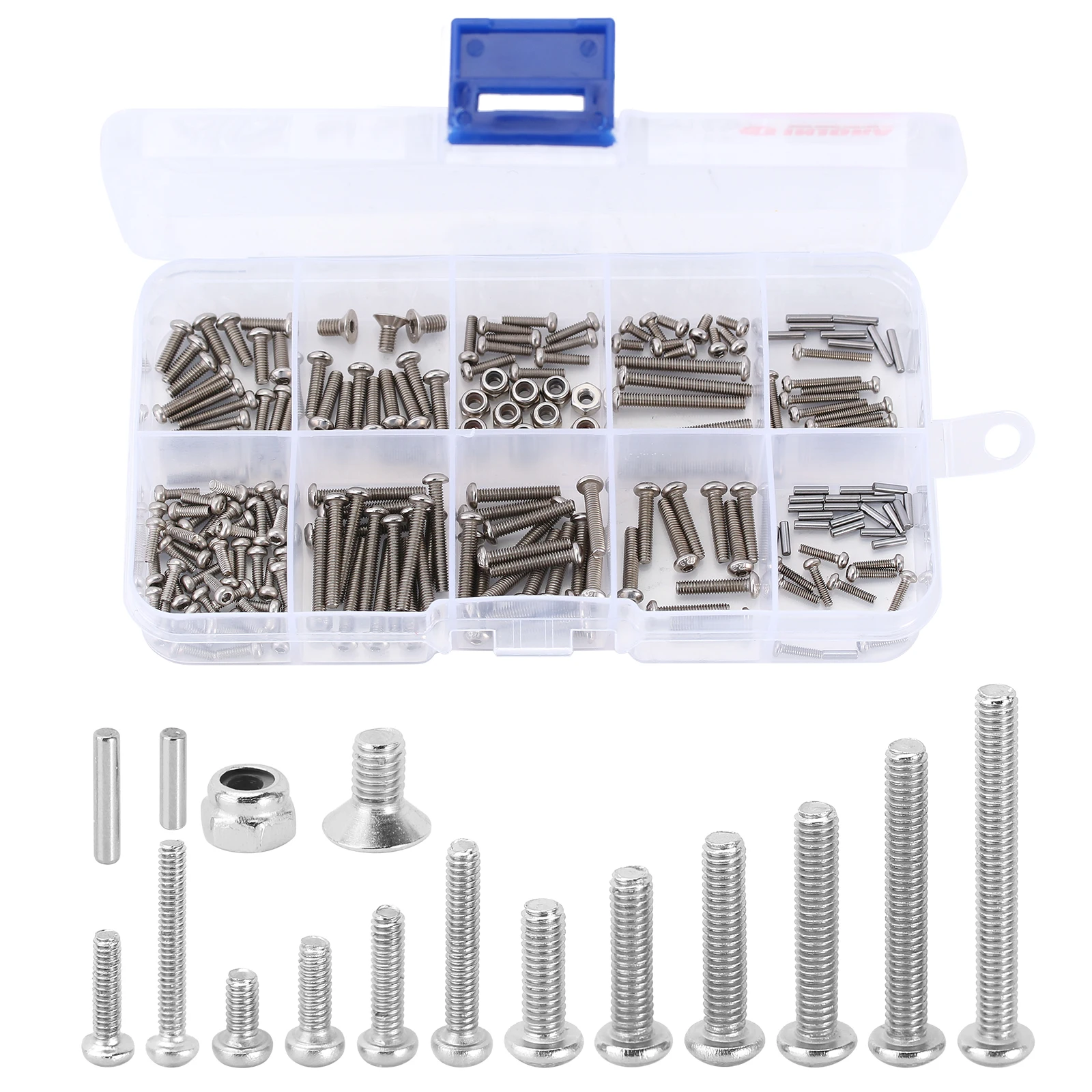 INJORA M1.6 M2 M2.5 Grade 12.9 Stainless Steel Hex Screws Nuts Hardware Kit for 1/18 RC Crawler TRX4M (4M-15)