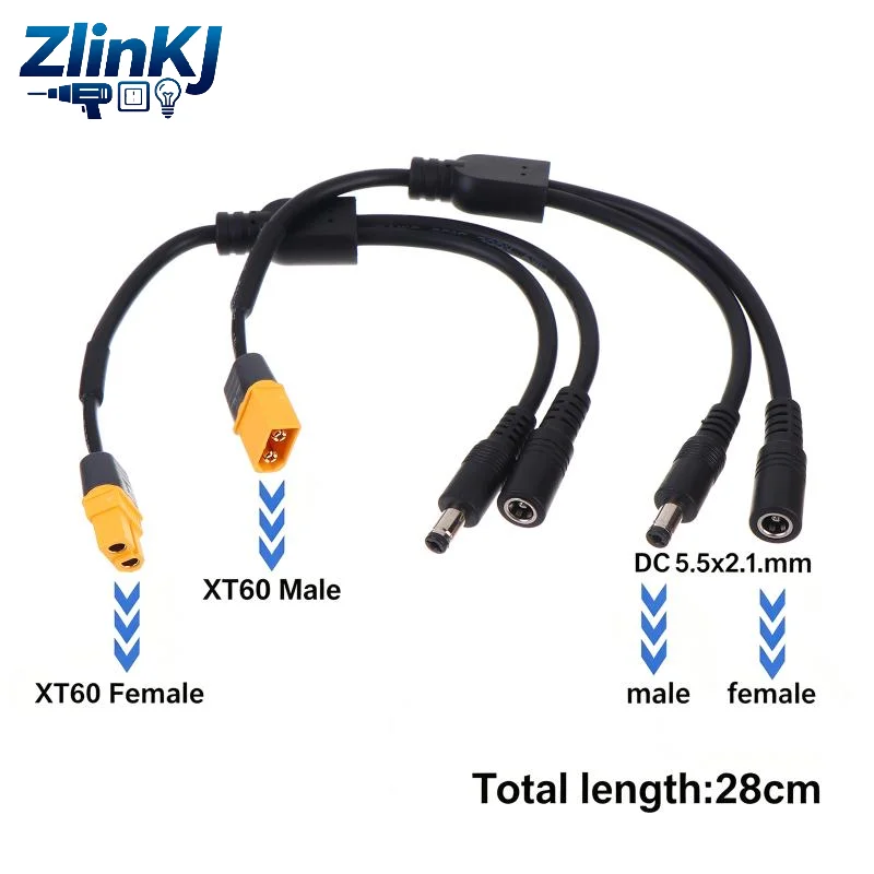 Universal 2 Way DC Power Conversion Adapter Anti-corrosion Male to Female Connector Plug for Travel Outdoor Charging Use