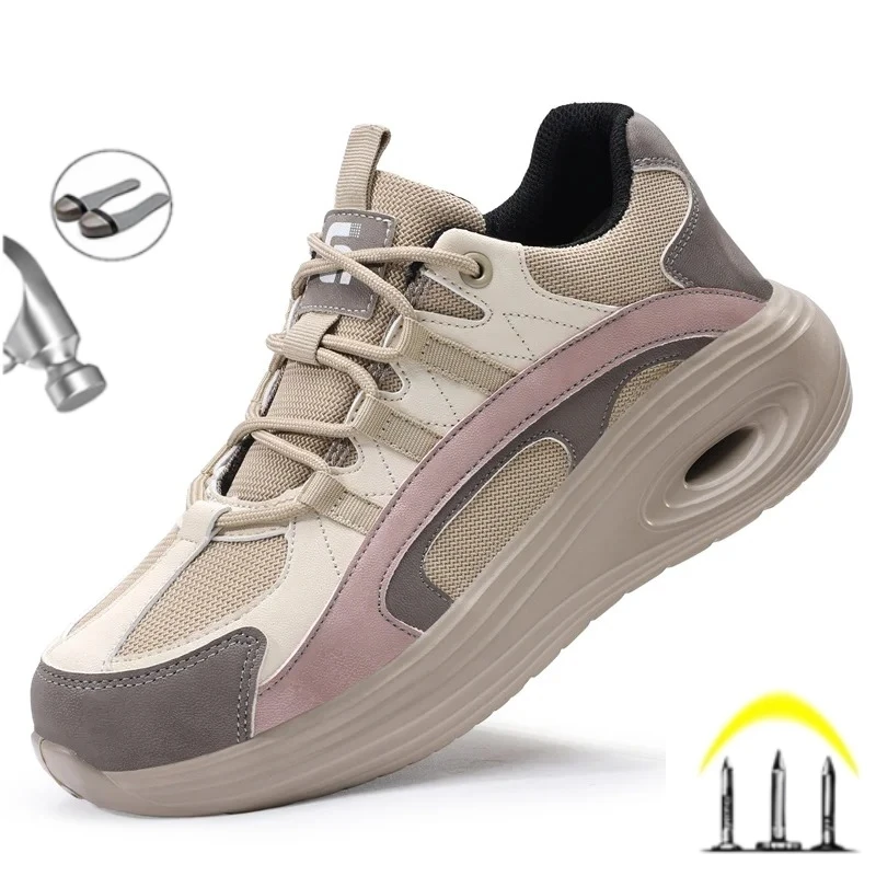 Fashion 2025 Lightweight Safety Shoes Women Work Shoes Steel Toe Cap Working Boots Sneakers Breathable Female Tactical Boots