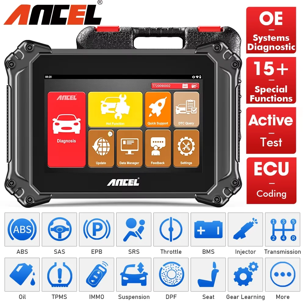 

ANCEL V6 OBD2 сканер с полной системой ABS TPMS D.PF Сброс ЭБУ кодирование активного теста сканирующее устройство сброс масла считыватель кодов OBDII IMMO ключевой инструмент