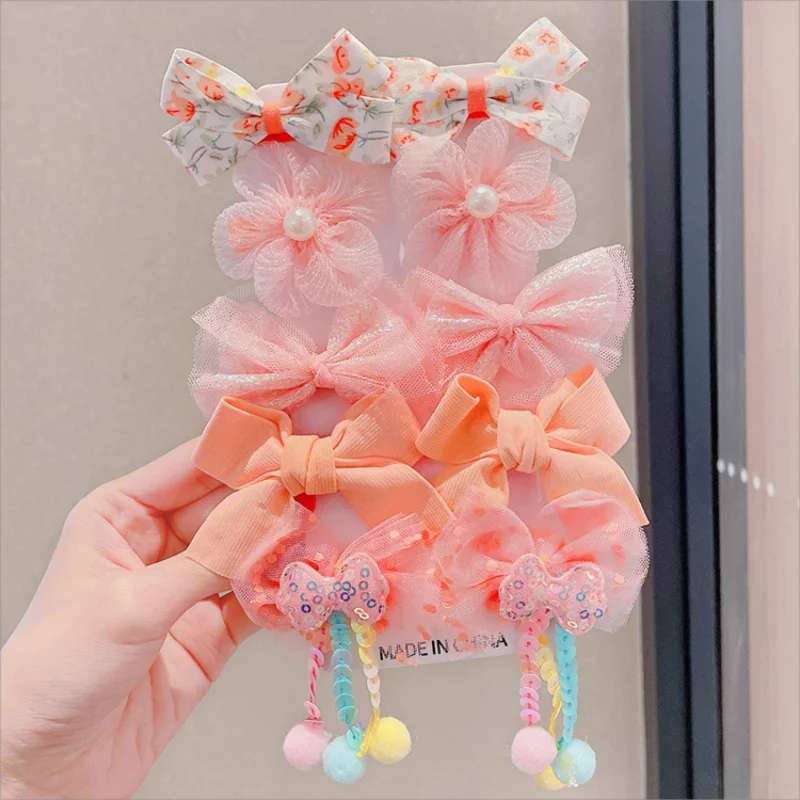 [10-Piece Set] Children\'s Bow Hairpin New Cute Princess Girls Broken Hair Bangs Clip Baby Hair Accessories Wholesale