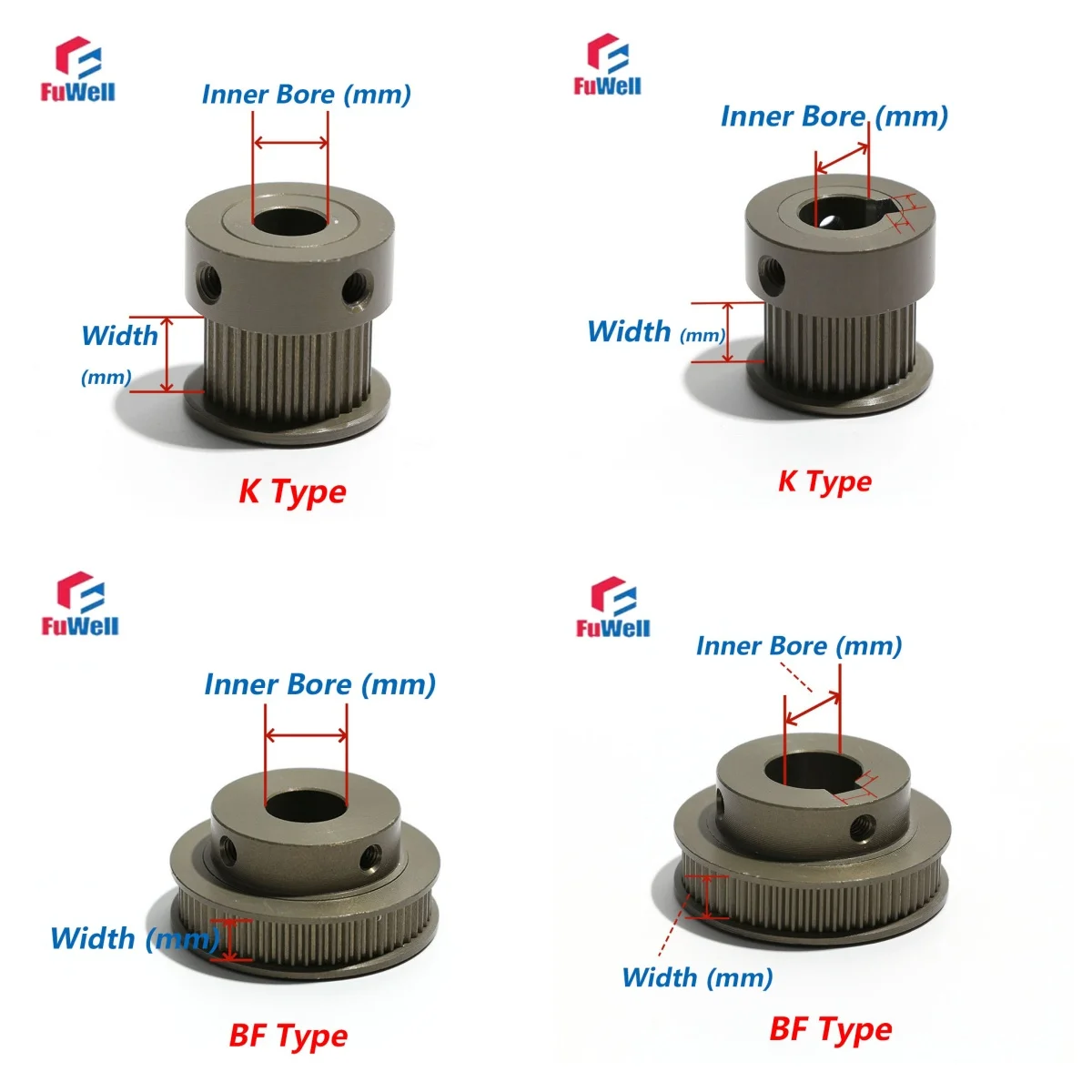 FuWell S2M 48T 50T Teeth Timing Pulley Tensioner Bore 5~20mm S2M Pulley For Width 7/11mm 3D Printer Parts Guide Synchronou Wheel