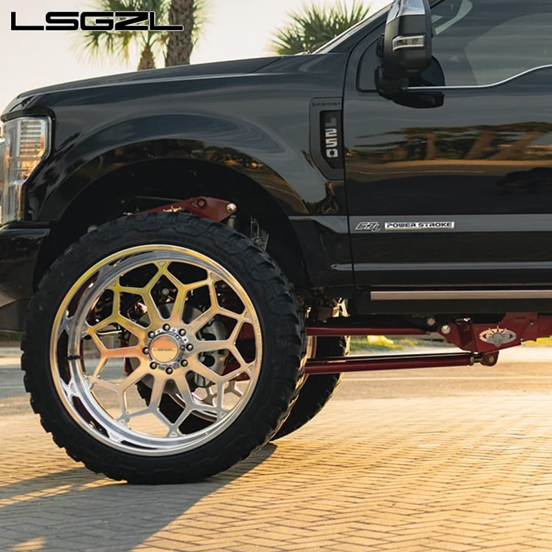 Lsgzl Forged Deep Dish Lip Rim Polish 22x14 26x16 6 Lugs 8 Lugs 8x170 5x139.7 6x139.7 Custom for C10 chevy F250 Pickup Truck