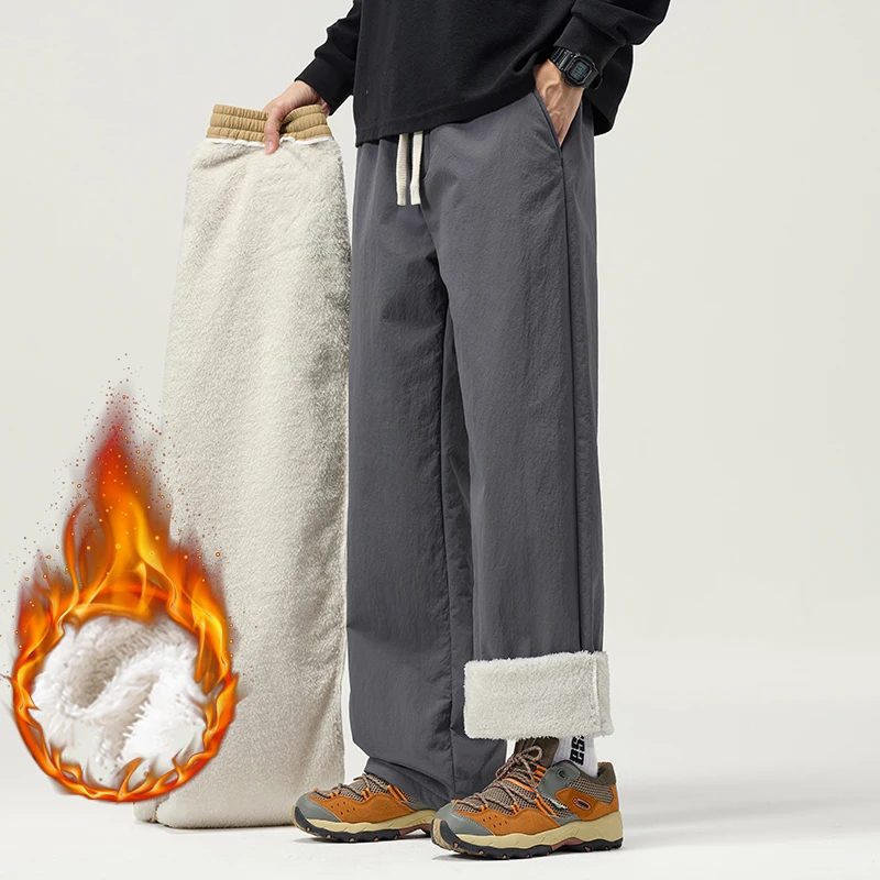 الشتاء صوف الضأن الرجال سميكة سراويل تقليدية مستقيم الساق الصوف فضفاض السراويل الكورية الدافئة موضة مريحة Highstreet نزهة #5