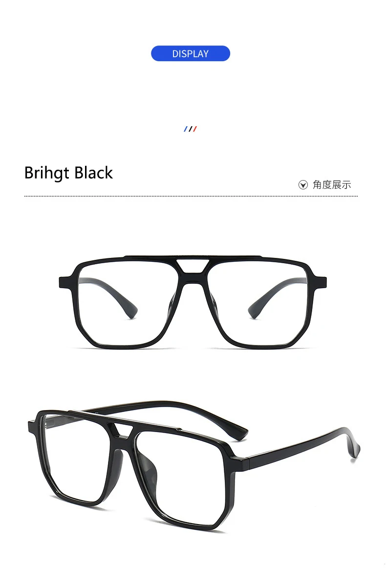 Optische Brillen Rahmen Mode Retro Pilot Doppel Brücke Gläser TR90 Ultra Licht Brillen Große Größe Mann Spektakel – Detail 7