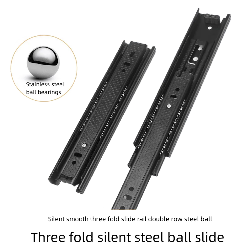 Ambry Drawer Slide, Three Track, Thicken Mute Drawer Track, Keyboard Ball, Side Mount Slide, 2 Pcs, 4510