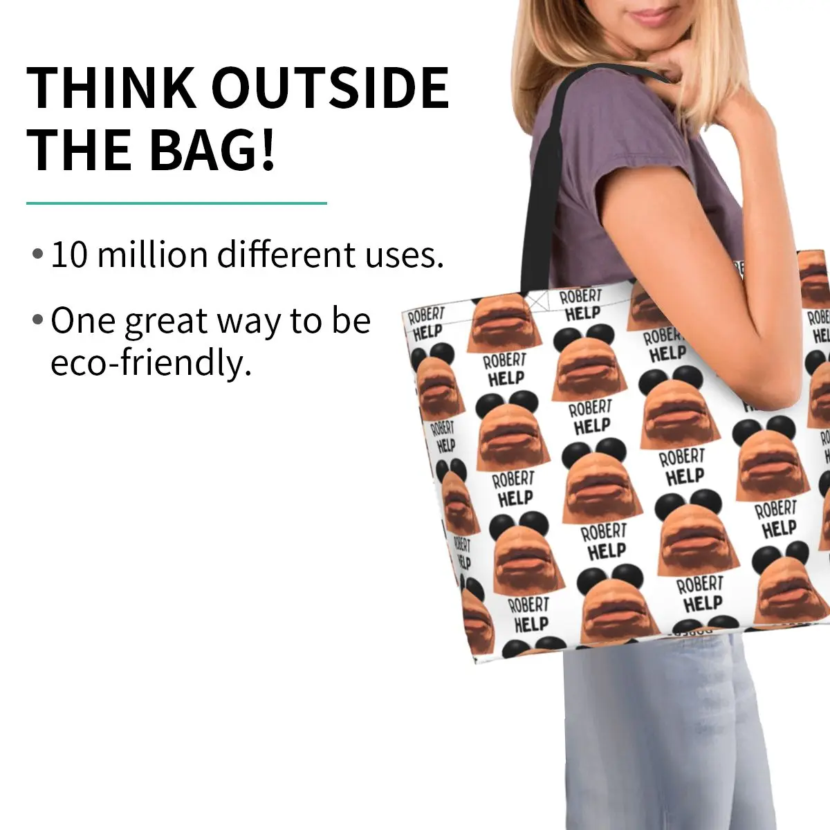 Marcus The Worm Robert Help Shopping Tote Bag Canvas Large Capacity Shoulder Bags Shopper Grocery Handbag for Women