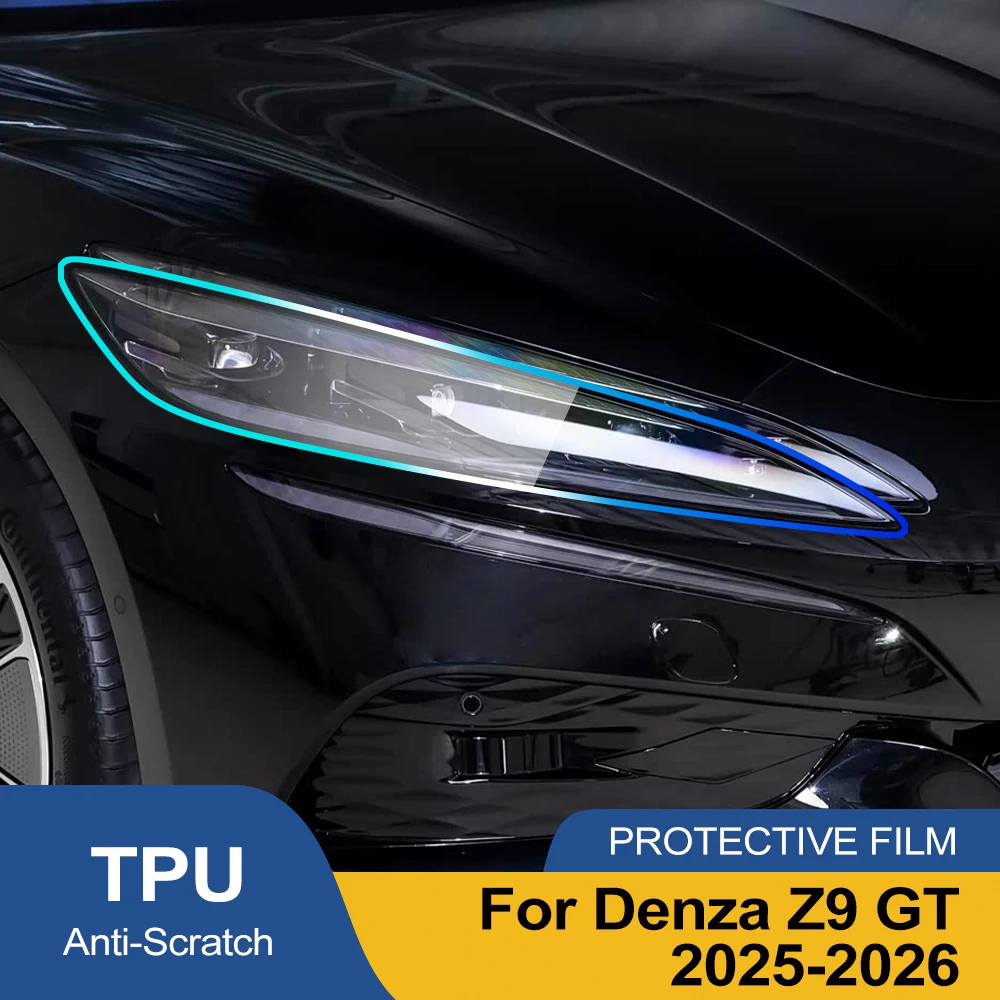 Custom Fit TPU PPF for Denza Z9 GT 2025-2026 High Gloss Smoke Black Pre Cut Headlight Protective Film Anti-Scratch Vinyl Wrap view 2