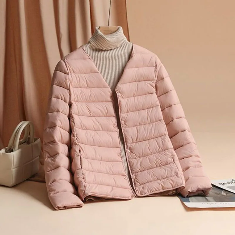 Winter Parka 2025, Neue Frauen Jacken Langarm Casual Ultra Leichte Daunen Baumwolle Warme Mantel Weibliche Wasserdichte Outwear