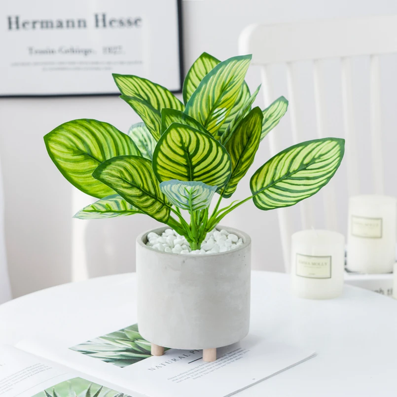 

1PC Artificial Plants Peacock Leaf Vase Home for Decoration Accessories Wedding Christmas Diy Scrapbook Ornamental Flowerpot