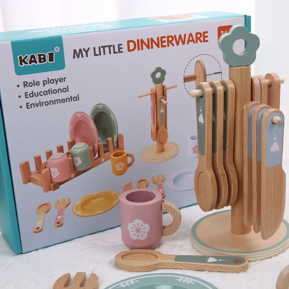 Gesimuleerde thuiskeukengerei voor kleuters, kinderpuzzels, kleine chef-koks, gesimuleerd keukengerei, houten speelgoed