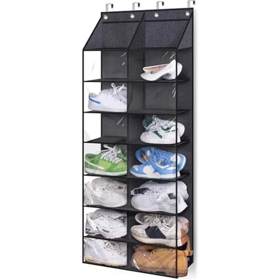 

Over The Door Shoe Rack for Door fit 14 Pairs Dustproof Over The Door Shoe Organizer Hanging for Closet Storage