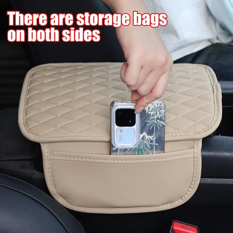 Multifunctional Car Storage Armrest Box Mat Protector Cover Cushion with Pocket Center Console Mat Elbow Support Armrest Storage