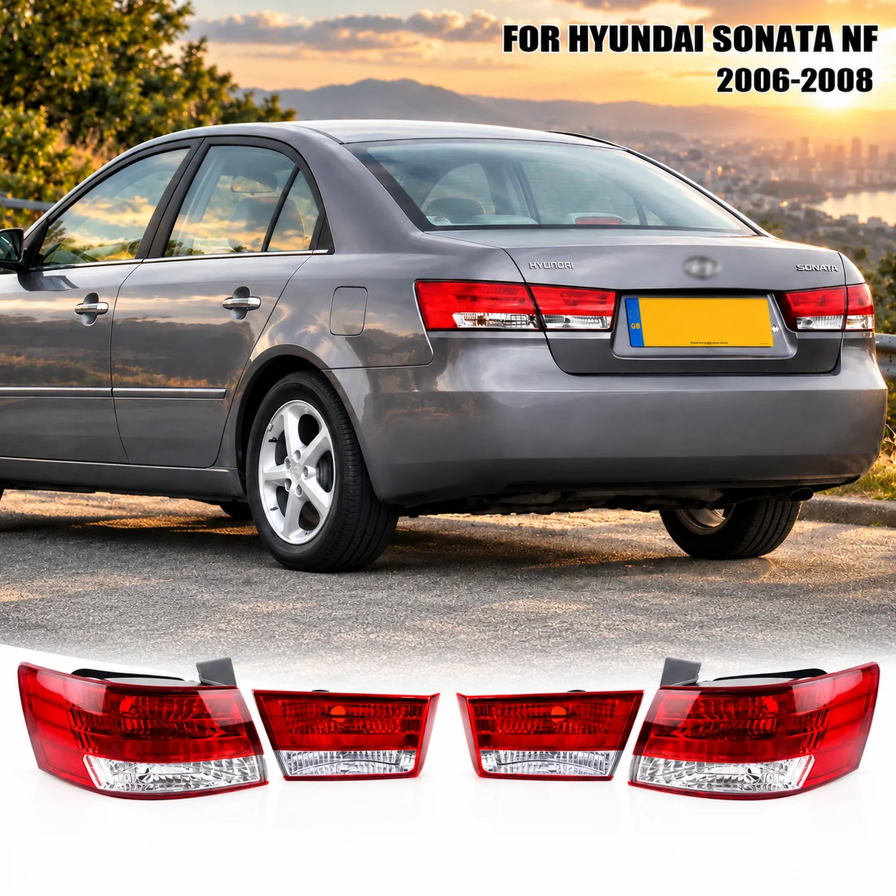 Tail Light Assembly For Hyundai Sonata NF 2006 2007 2008 Rear Brake Lamp Turn Signal Light Taillight Left+Right Pair Car Replace