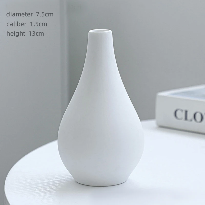 1 Pc Ceramic Vase Room Decor Dining Table White Black Small Vases Decoration Home Mini Flower Gift Living Room Deco Ornament