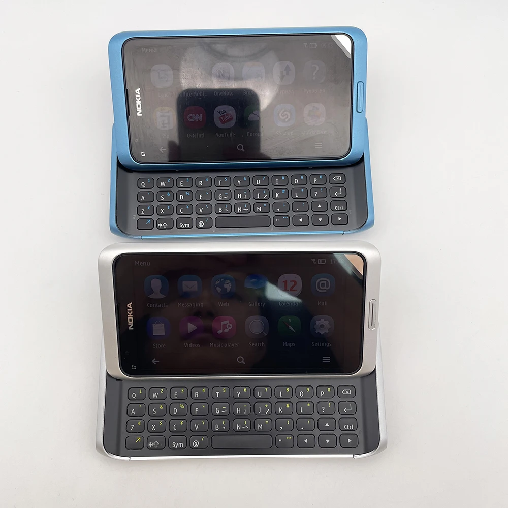 هاتف Nokia E7 الأصلي مصنوع في فنلندا يدعم اللغة الإنجليزية بحالة جيدة