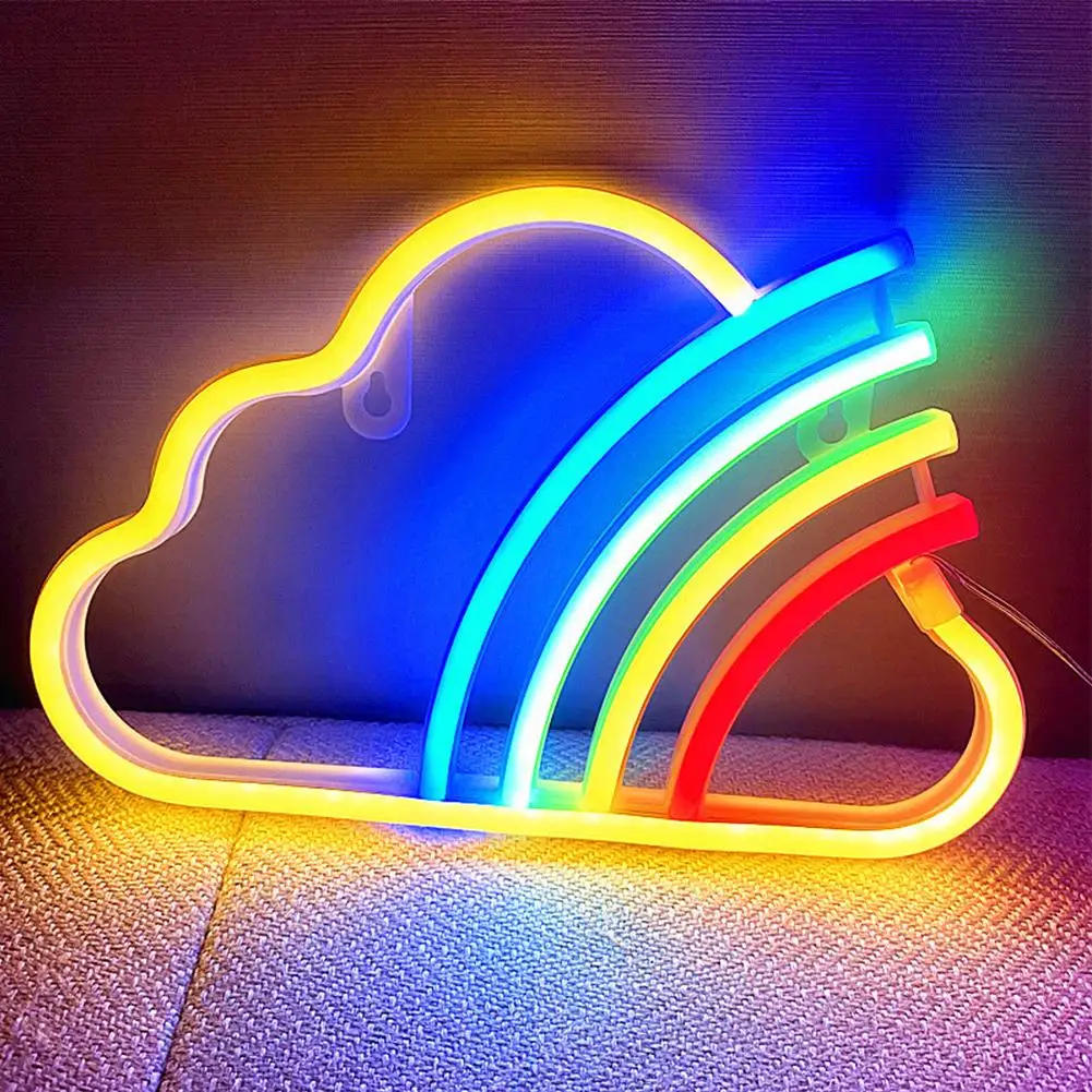 

Led Cloud Rainbow Neon Table Lights 30lm Ip45 Waterproof Dormitory Room Atmosphere Lights For Bedroom Decor