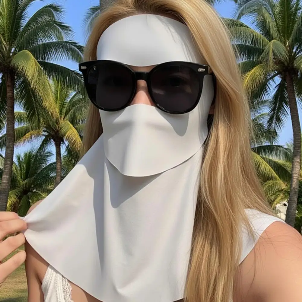 Women Sun Protection Face Mask With Drinking Hole Ice Silk Cooling UV Block Neck Cover For Cycling Outdoor Summer Accessories