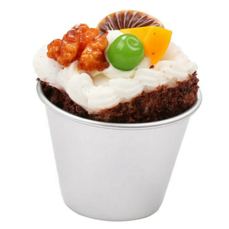 

18 PCS Aluminium Dariol Mould Baking Cup Dariole Pudding Dessert Creme Moulds Round Nonstick Egg Tart Mould Bakeware Cup