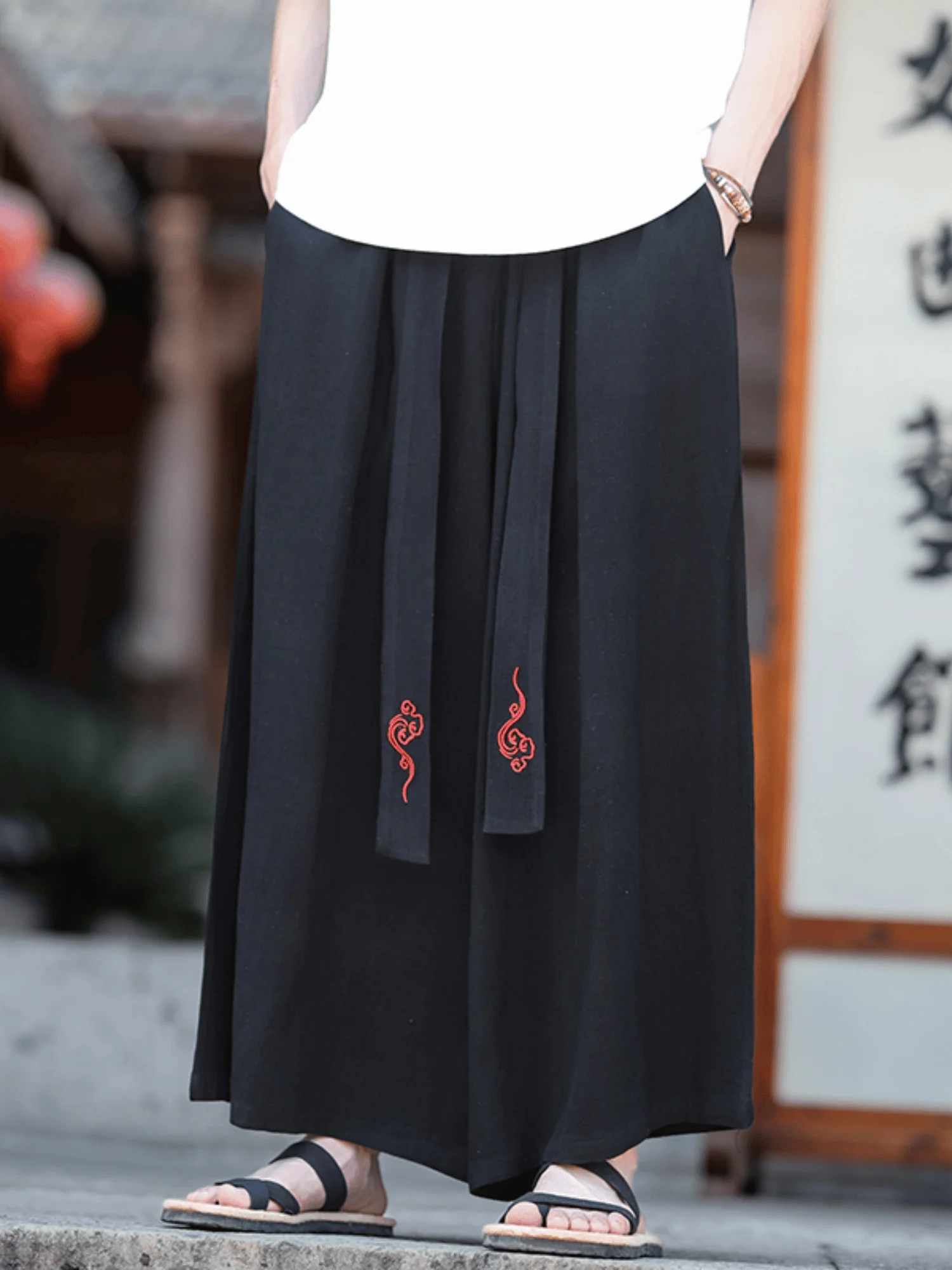 

Мужские повседневные льняные брюки-кюлоты в стиле Ханьфу, улучшенная версия, из хлопка и льна, прямые брюки в стиле Тан, летние, новые, в китайском стиле