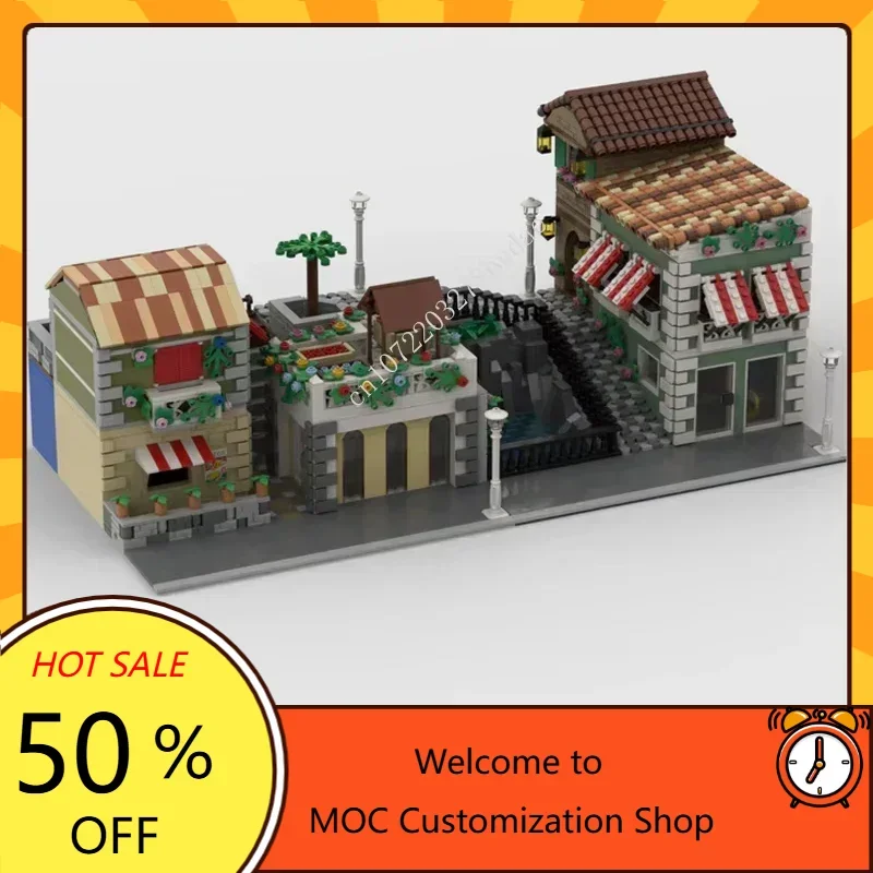 

4364 шт., маленькая Италия, MOC City StreetView, набор «сделай сам», головоломка, архитектура, коллекция, серия игрушек на день рождения, Рождественский подарок для детей, возраст