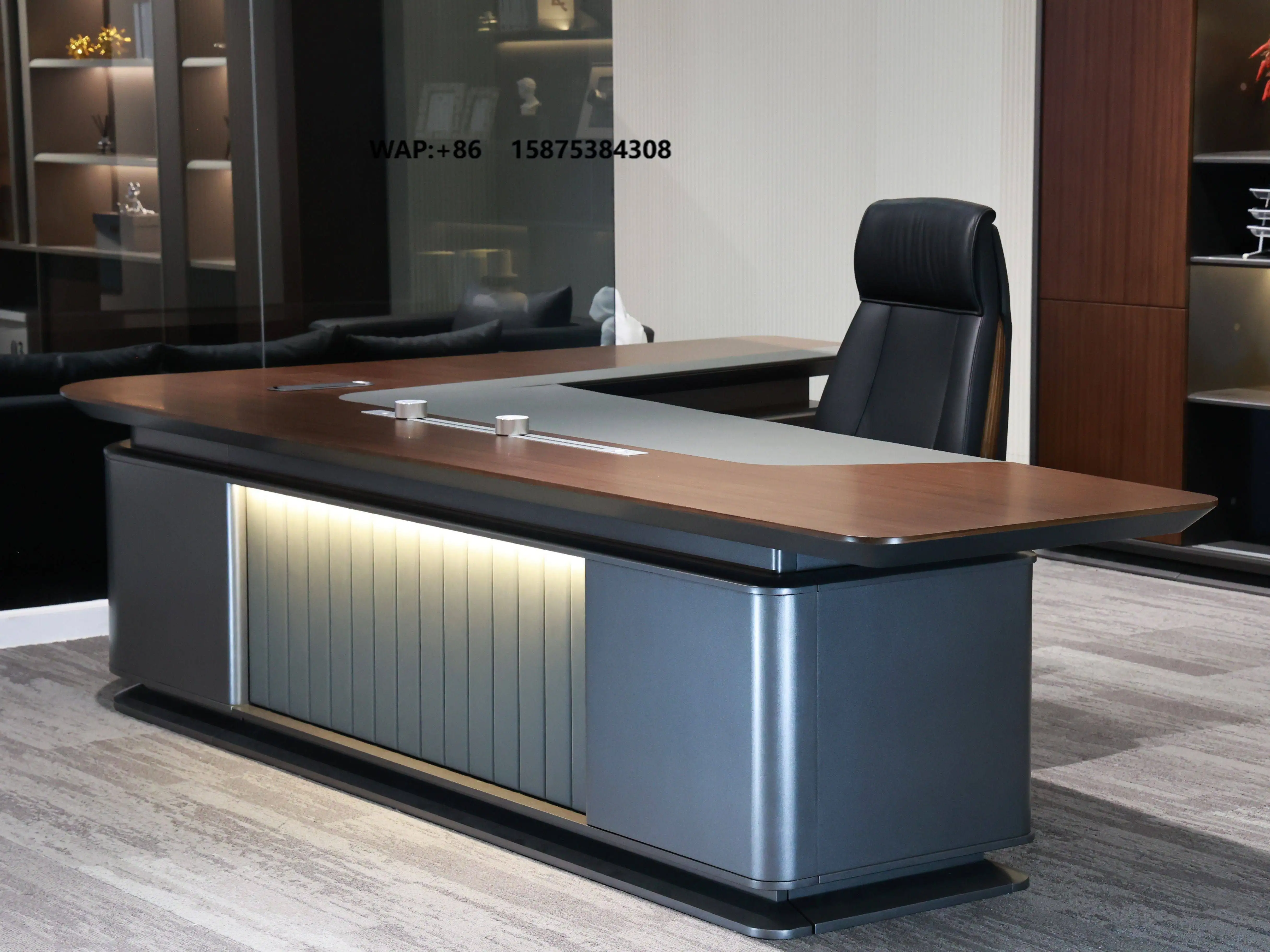 High-End Luxury Modern Executive Desk L-Shaped Management Painted Wood Panel Square Office Management Room