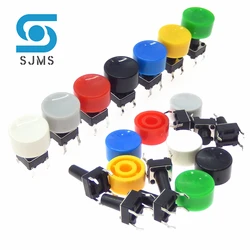 10PCS 6X6 6*6*6/6.5/7/8/9/9.5/10/11/12mm DIP 4PIN Tactile Micro Switch Push Button Tact Reset Switches A17 Round Button Cap Hat