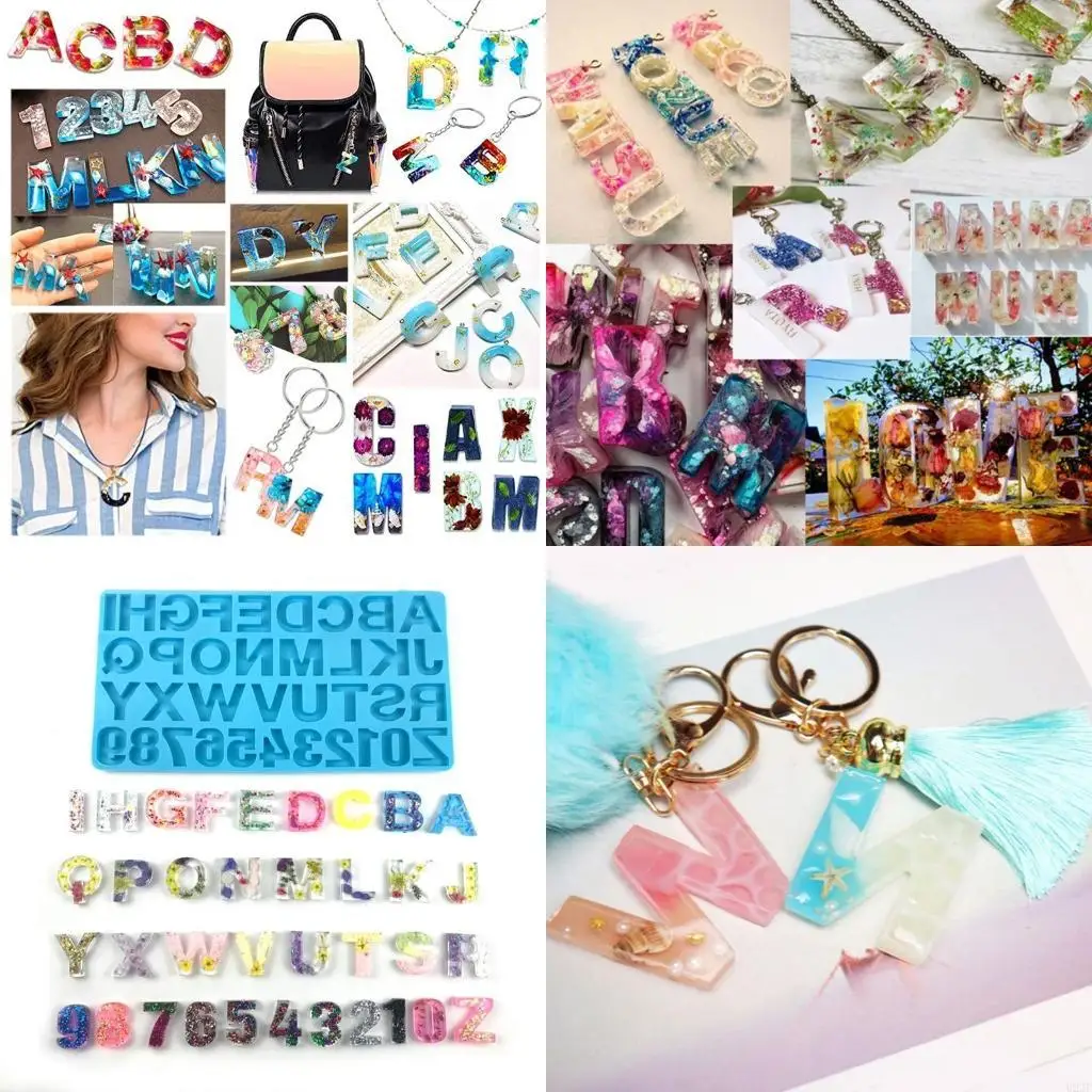   Handmade Necklace Earrings UV Resin Mold English Letters Numbers Pendants Mould