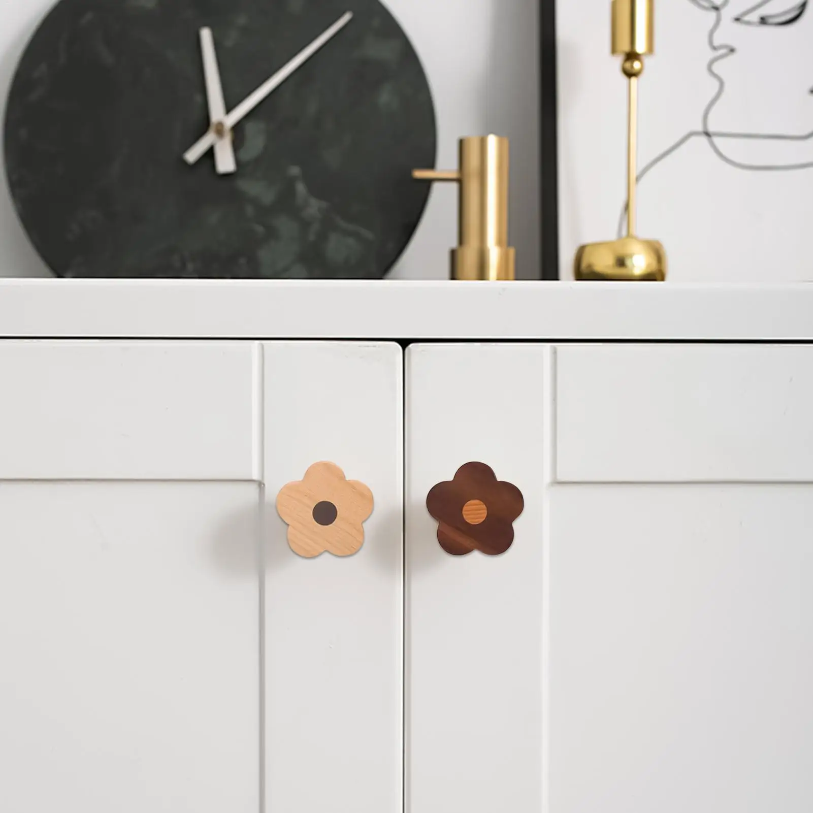 

Flower Drawer Pulls 4 Pieces Wooden Home Decor with Screws Flower Cabinet Pulls for Cupboard Home Dressing Table Kids Room