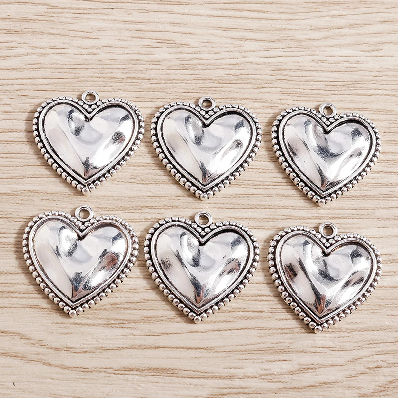 10pcs 21x21mm Cute Alloy Love Heart Charms Pendants for Making Drop Earrings Necklaces Bracelets DIY Crafts Jewelry Findings