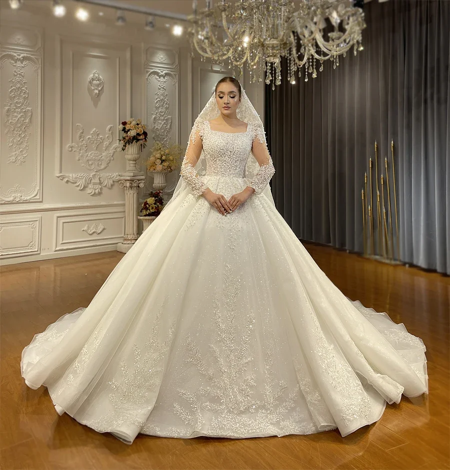 

Customized 2027 Luxury New Long Sleeves Square Neck Wedding Dress Amanda Novias Official