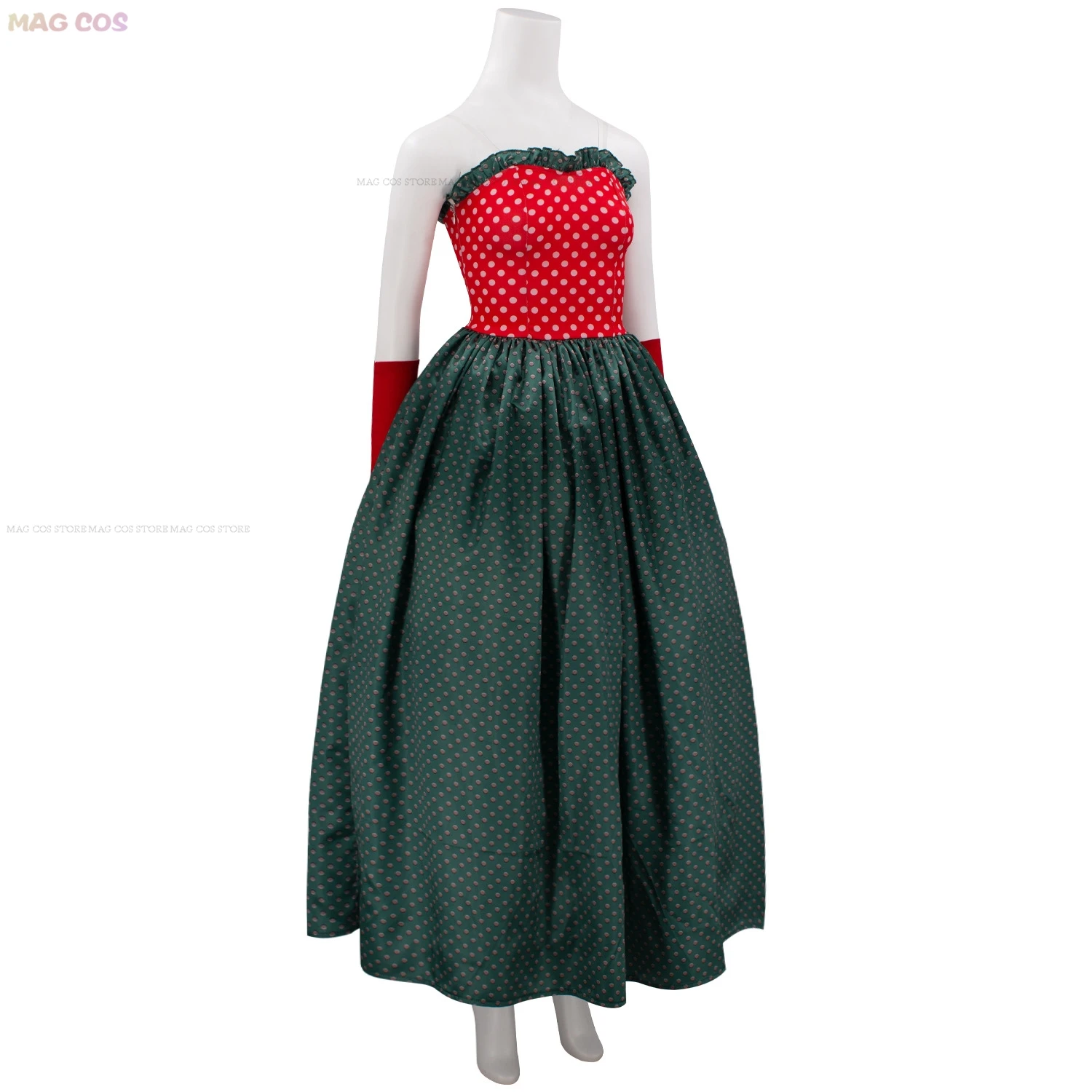 2024 Halloween Navidad Martha Cosplay película estola Navidad fantasía mujeres Polka Navidad tubo Top vestido guantes traje de Halloween