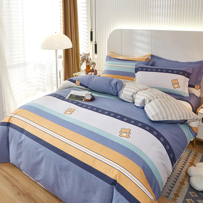 3PC 100% Cotton Duvet Cover Set Country Style Quilt Cover 1PC Duvet Cover 2PC Pillowcase Cotton Single Double Queen King Bedding