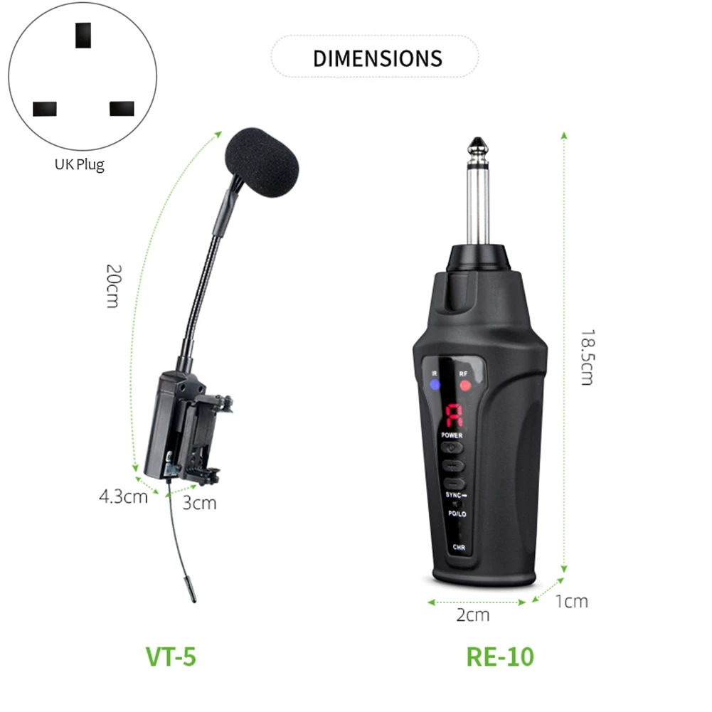 Violin Microphone Wireless UHF Gooseneck Pick Up Instrument Clip-on Mic Receiver and Transmitter for Violin,UK Plug