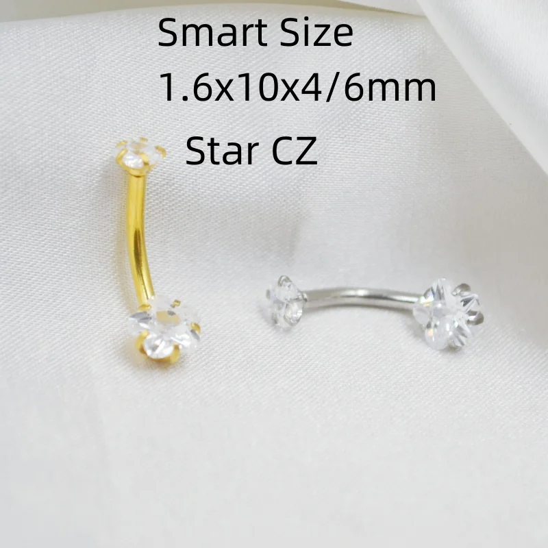 50pcs Body Jewelry -Surgical Steel CZ Star Smart Sizes Navel Rings Belly Rings Button Barbells  Body Piercing Jewelry