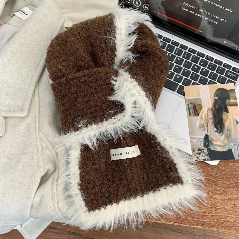 وشاح محبوك للنساء سميكة عادية ودافئة شال وشاح عصري ومتعدد الاستخدامات لفصلي الخريف والشتاء وشاح المرأة الفاخرة #5