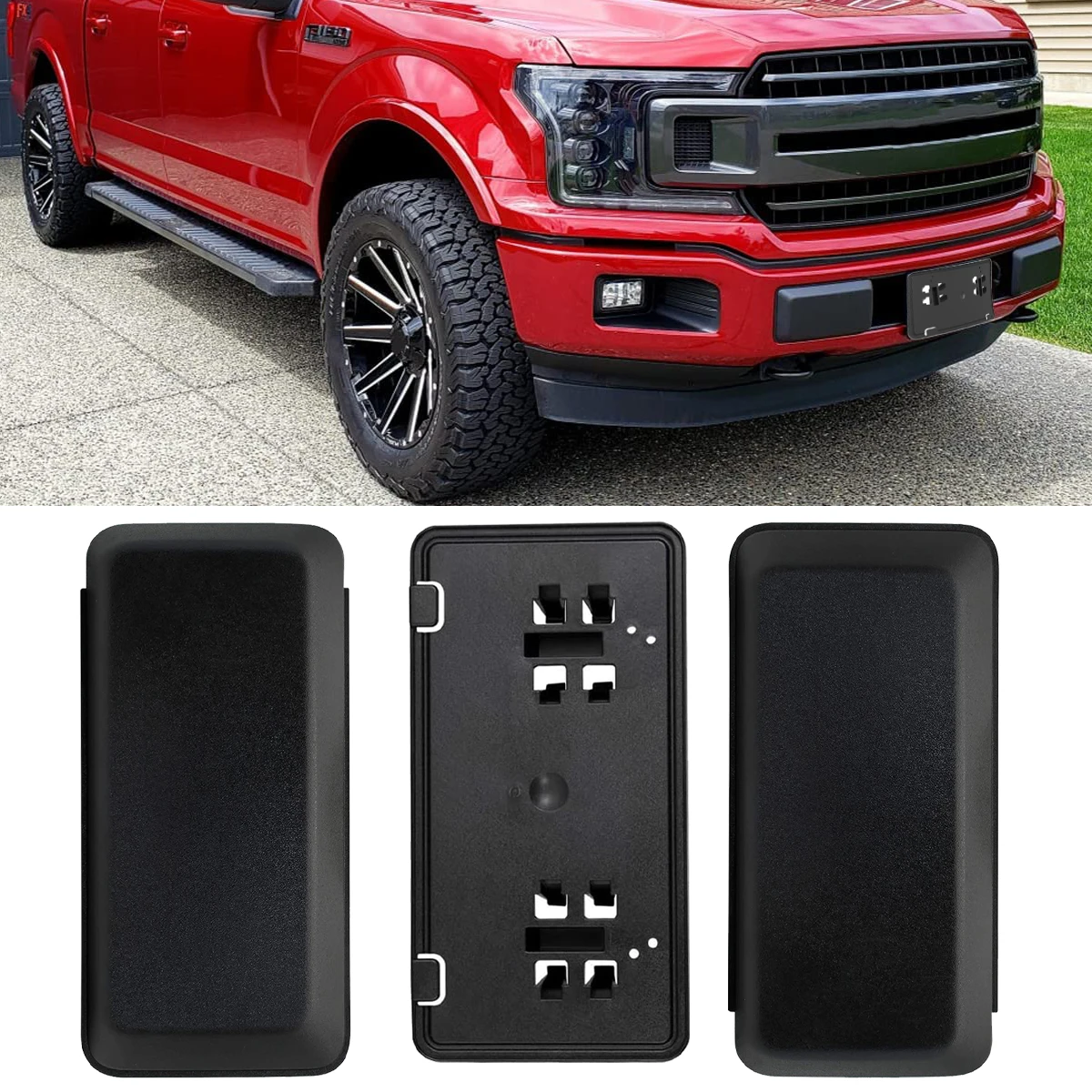 

Truck Front Bumper Guard Pad Insert Cap Cover License Plate Frame Bracket For Ford F150 F-150 2018-2020