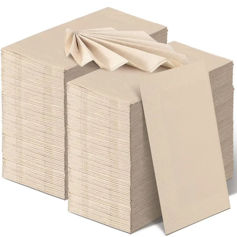 

500 Packs Disposable Paper Napkins Bulk Bamboo Paper Towels Disposable Hand Towels for Bathroom Eco Unbleached Brown Dinner Napk
