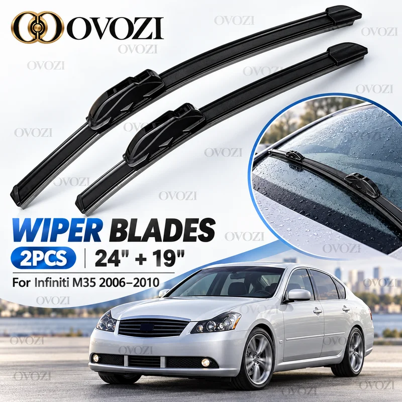 2PCS Front Replacement Wiper Blades For Infiniti M35 2006-2010, 2007 2008 2009, 24"+19" Windshield Windscreen Car Accessories
