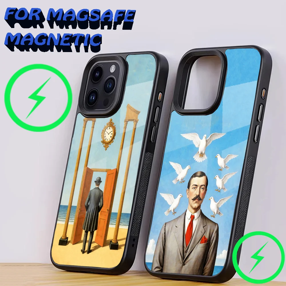 

R-Rene Magritte Art Phone Case For iPhone 15,14,13,12,11,Plus,Pro,Max Mini Magsafe Magnetic Wireless Charging
