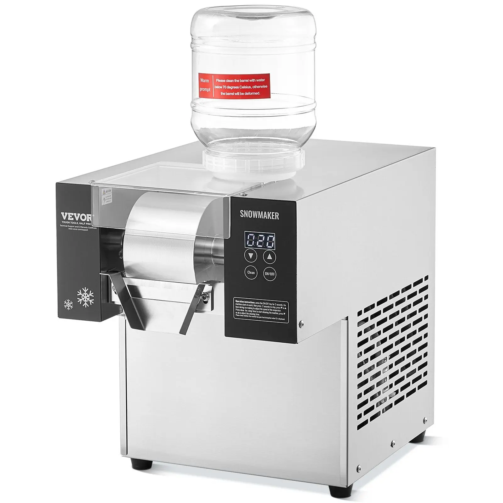 

Commercial Stainless Steel 276LBS/24H Snowflake Ice Maker Electric Ice Shaver Machine Snow Cone Maker