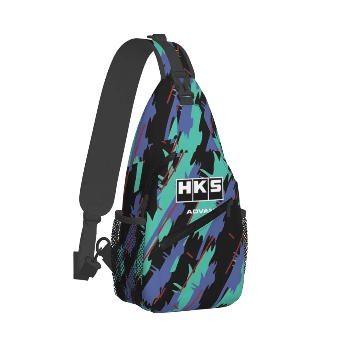 HKS Super Oil Retro Livery Crossbody Backpack Sling Shoulder Bag Durable Adjustable Gym Bag Cycling Travel Hiking Daypack