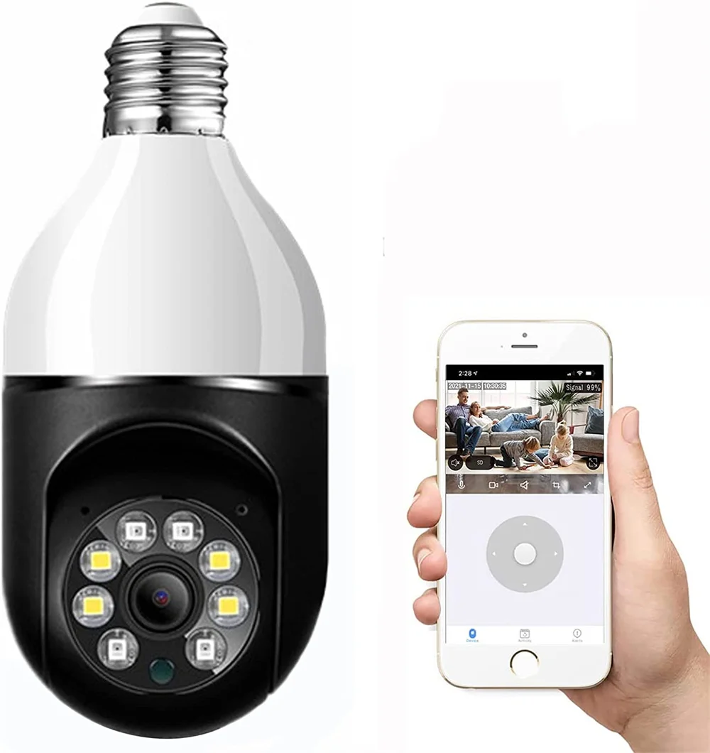 

5G Wifi PTZ IP E27Bulb Camera 1080P Security Camera 360 Rotation Auto Tracking Infrared Night Vision Camera Two-way Audio Camera