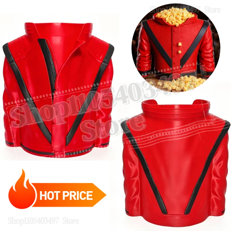 

2026 Red Jacket Shaped Popcorn Bucket Novelty Snack Container for Movie Night