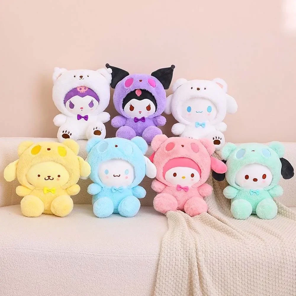 Muñecos de Peluche de Anime Sanrio de 25 cm, Juguetes de Peluche Kawaii de Hello Kitty, Kuromi, My Melody, Cinnamoroll, Regalos para Niños
