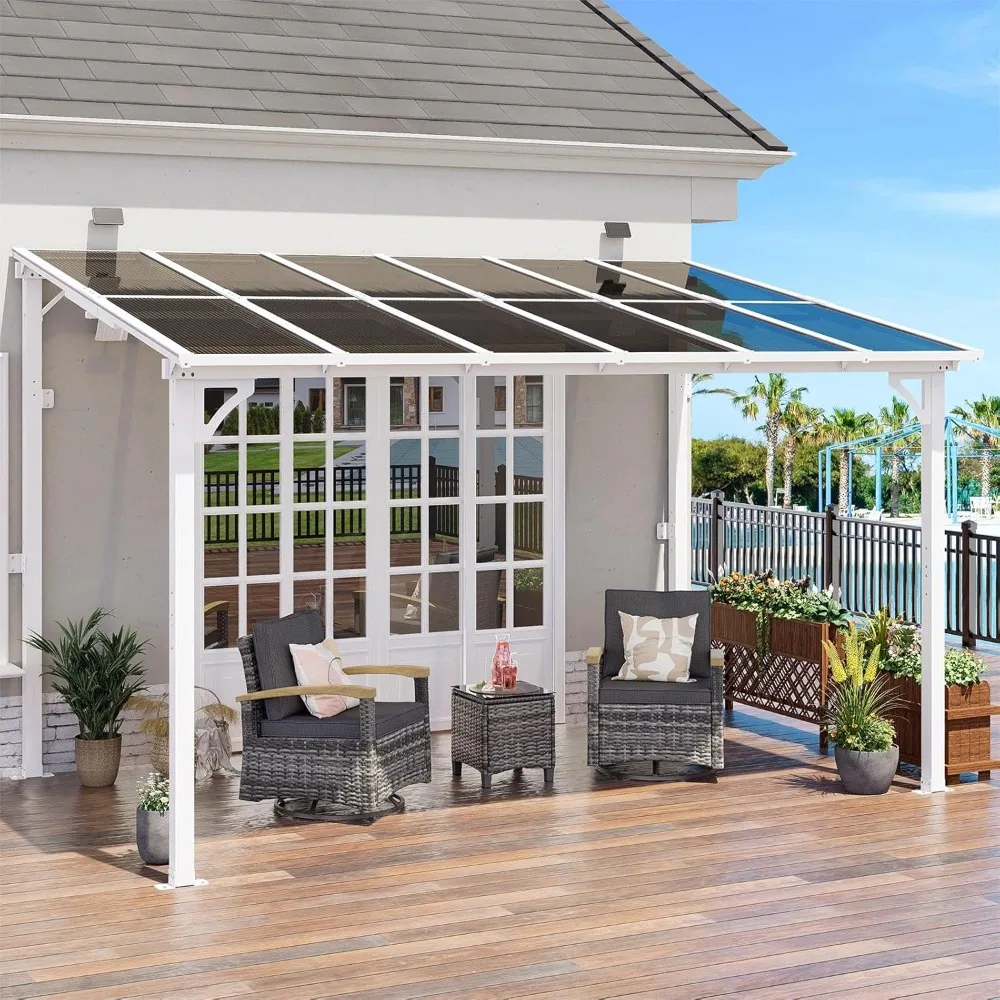 

8ft X 12ft Wall-mounted Sloping Roof Metal Awning, Outdoor Patio/gazing Awning, Customizable